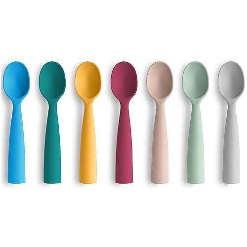Vicloon Silicone Baby Feeding Spoons - 7 PCS First Stage for Infants, Ultra-Durable & Chewproof, Dishwasher Safe Baby Utensils