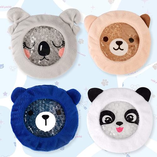 Boo Boo Ice Packs for Kids w/Ultra Soft and Fun Sleeves | Kids Ice Packs for Boo Boos with Cover | Hot and Cold Therapy Reusable Ice Packs for Injuries Kids 4-Pack (Panda)
