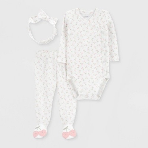 Carter's Just One You® Baby Girls' 3pc Footed Headband Top & Bottom Set - Pink, Size: Newborn