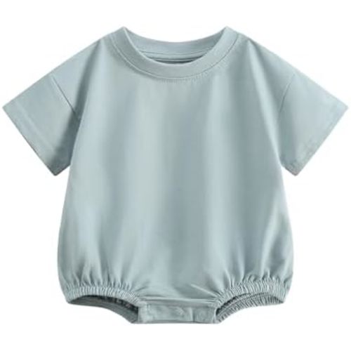 Bafeicao Baby Boy Girl Bubble Romper Organic Cotton Infant Summer Oversized Toddler T-Shirt Bodysuit Short Sleeve