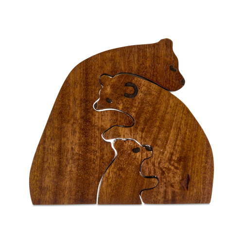 Mango Wood Nested Bear Christmas Tabletop Decoration, Brown, 3 Pieces, by Holiday Time