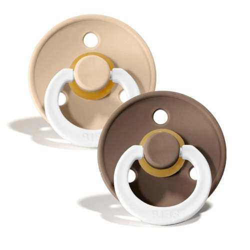 BIBS Dummy Colour Glow Round Nipple Natural Rubber Latex Vanilla/Dark – Baby Kingdom