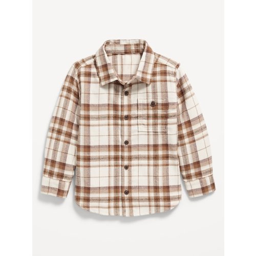 Long-Sleeve Plaid Flannel Pocket Shirt for Toddler Boys