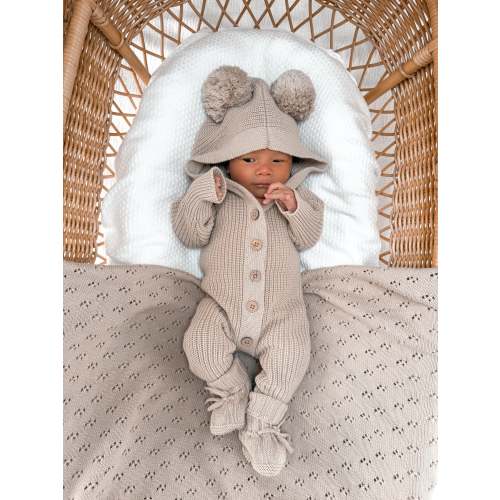 Little Ted Hooded Romper - Fawn