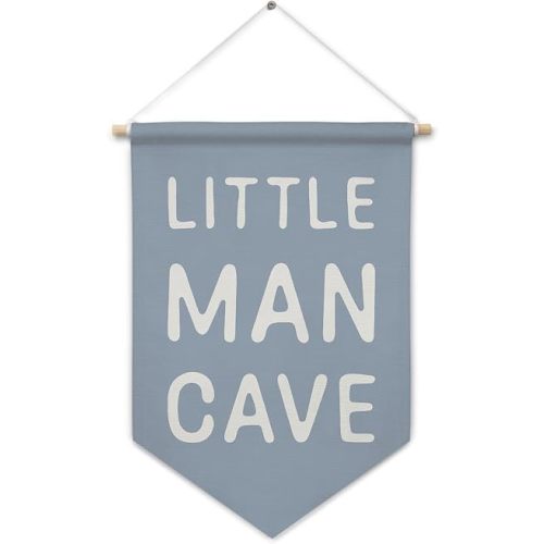 ArtisaEura Blue Boys Nursery Wall Canvas Banners, Little Man Cave Blue and White Hanging Display Pennant Flags Wall Decor for Toddler Little Boys Room Nursery Kids Bedroom Playroom