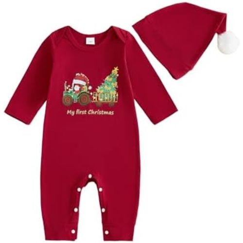 Ayalinggo Christmas Baby Boy Outfit My First Christmas Romper Newborn Ruffle Santa Onesie Fall Winter Baby Clothes