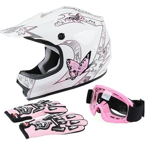 XFMT DOT Youth Kids Motocross Offroad Street Dirt Bike Helmet Goggles Gloves ATV Mx Helmet