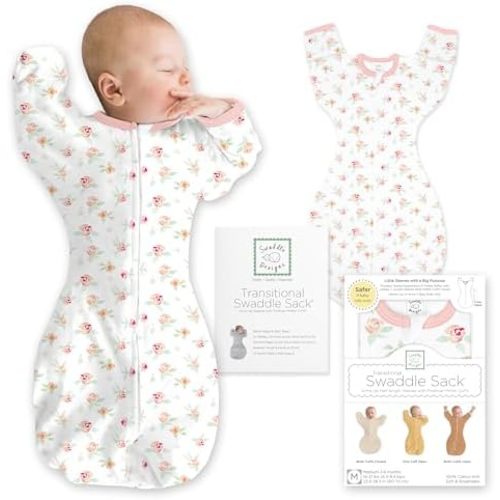 SwaddleDesigns Swaddle Sack with Arms Up Half-Length Sleeves and Mitten Cuffs,