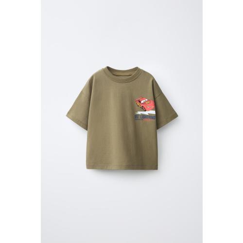 Disney/Pixar Cars Lightning McQueen Graphic T-Shirt - Khaki | ZARA United States