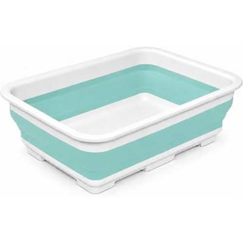 Goderewild Collapsible Dish Pan, 10L (2.6 Gal) Foldable Sink Tub, Mint