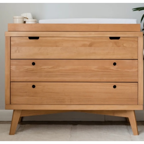 Retro Mid-Century 3 Drawer Dresser in Hazelnut | Simply Nursery