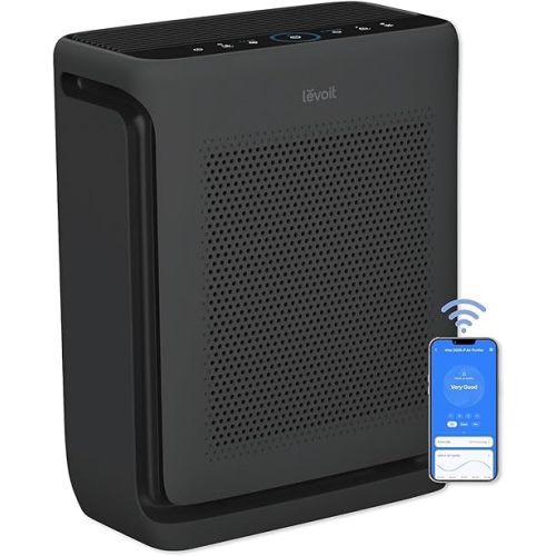 LEVOIT Air Purifiers for Home Large Room Up to 1875 Ft² with Washable Pre-Filter, AHAM VERIFIDE, Air Quality Monitor, HEPA Sleep Mode for Allergies, Pet Hair in Bedroom, Vital 200S-P, Black