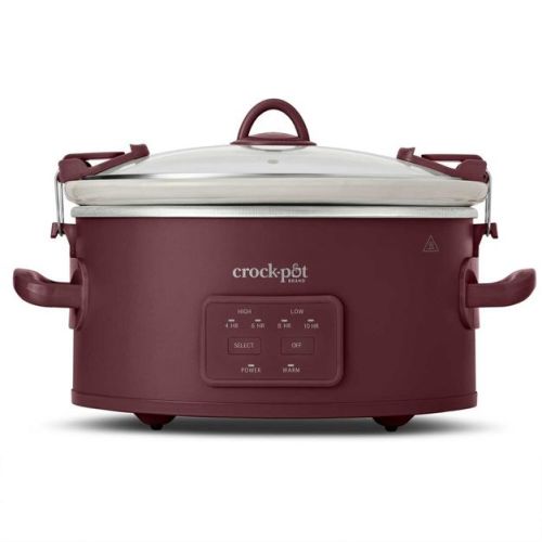 Crock-Pot 6qt Cook & Carry Programmable Slow Cooker Ceramic Lambrusco Red: 3 Settings, Dishwasher-Safe Parts, 210W