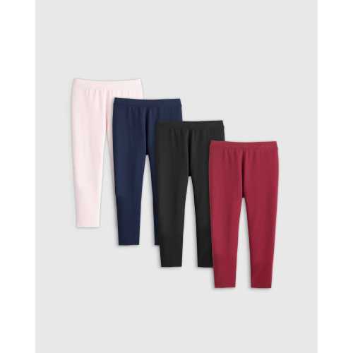 Organic Cotton French Terry Legging 4-Pack in Light Pink/Navy/Black/Burgundy