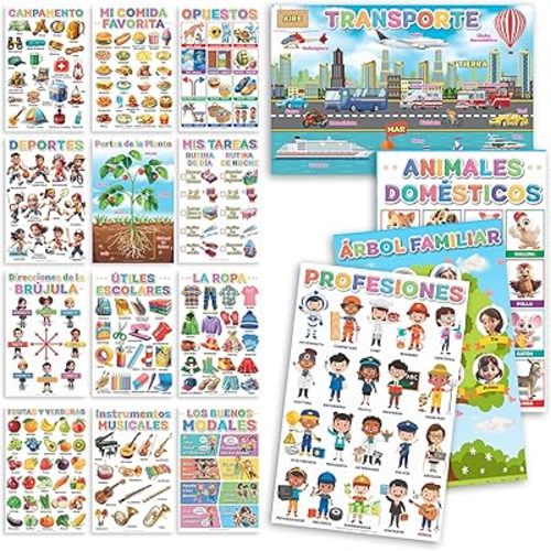 DeeDee's Workshop 16 Spanish Classroom Posters vol. 2, Spanish Learning for Kids, Spanish Classroom Decorations