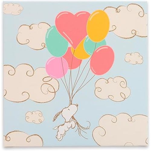 Open Road Brands Peanuts Snoopy Balloon Adventure Gallery Wrapped Canvas Wall Decor - Adorable Snoopy Wall Art for Kids' Bedroom or Nursery