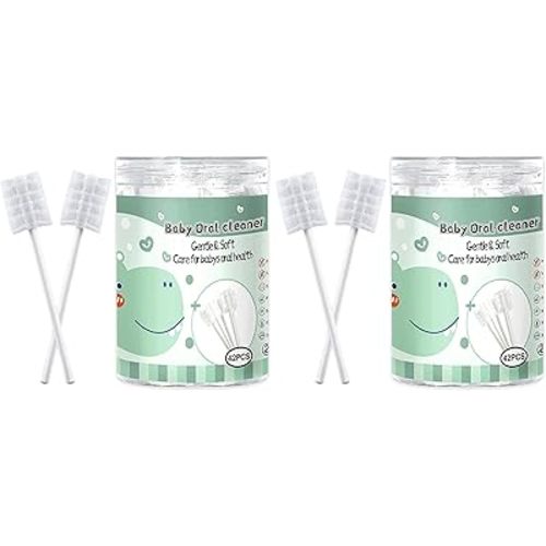 Mumoo Bear 42pc Baby Tongue Cleaner Gauze, Baby Toothbrush Disposable Oral Cleaner, Toddler Toothbrush for Tooth Mouth Gum Clean, Infant Toothbrush Oral Cleaning Stick, Baby Mouth Cleaner Newborn