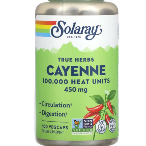 Solaray, True Herbs, Cayenne , 450 mg, 100 Vegcaps