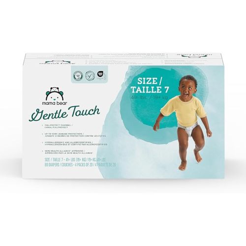 Amazon Brand - Mama Bear Gentle Touch Baby Diapers, Size 1, Leak Protection, Wetness Indicator, Umbilical Cord Cutout, 200 Count (4 packs of 50)