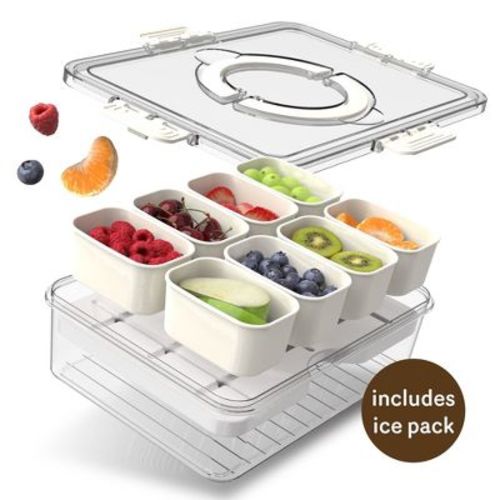COOK WITH COLOR Snack Container with Ice Pack, Food Storage Containers, Meal Prep Containers, Cream