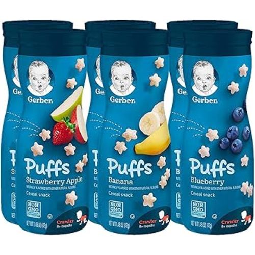 Gerber Graduates Puffs Cereal Snack, Assorted Flavors, 1.48 Ounce, 6 Count