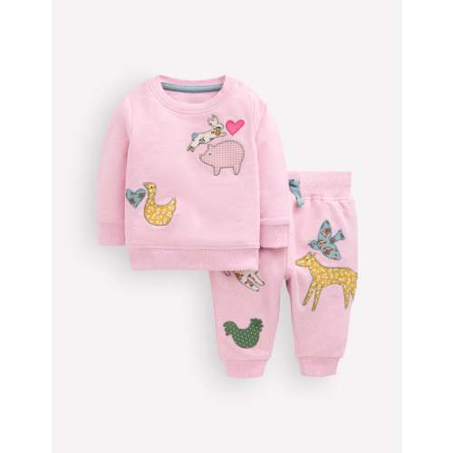 Appliqué Sweatshirt Set - Pale Pink Farm | Boden USA