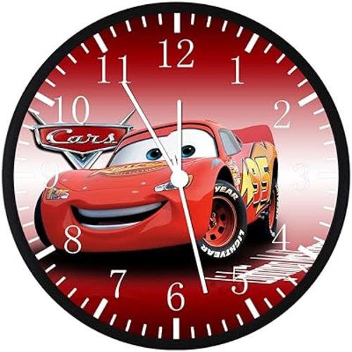 Large 12" Cartoon Cars Wall Clock Clear Glass Face Silent Non-Ticking Nice for Gift or Décor F59