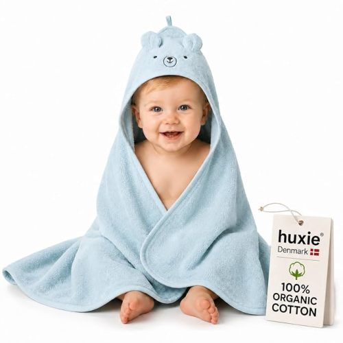 Hooded Baby Bath Towel, 100% Organic Cotton, Super-Soft 32"x32"
