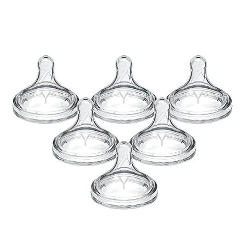 Dr. Brown's Natural Flow Preemie Flow Wide-Neck Baby Bottle Silicone Nipple, Slowest Flow, 0m+, 100% Silicone Bottle Nipple, 6 Pack