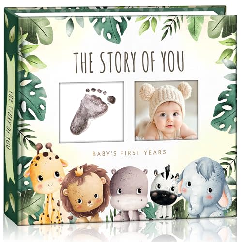Baby Memory Book & Scrapbook - Milestone Keepsake Record & Photo Album - Gender Neutral Gift for Boy or Girl - Registry Must Have