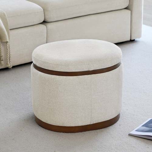 Nest Oval storage ottoman Storage Mid Century Ottoman