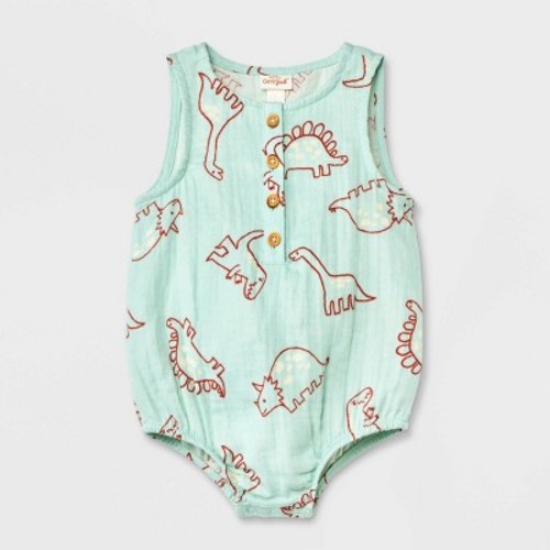 Baby Dino Gauze Tank Henley Romper - Cat & Jack™ Blue, Size: 0-3M