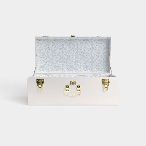 Petite Trunk - White / Fabric: Touch of Blue