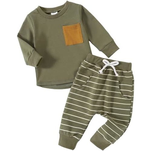 Yvowming Baby Boy Clothes Fall Clothes Truck Print Long Sleeve Pullover Tops + Pant Sets Toddler Winter Outfits