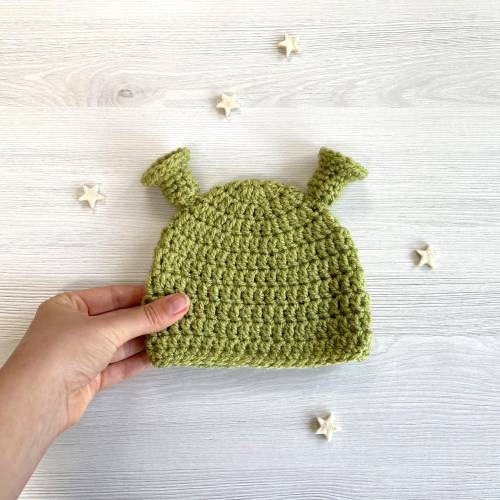 Crochet Baby Shrek Inspired Hat/ New born Gift/ Baby Photoshoot Prop/ Toddler Beanie/ Ogre Hat