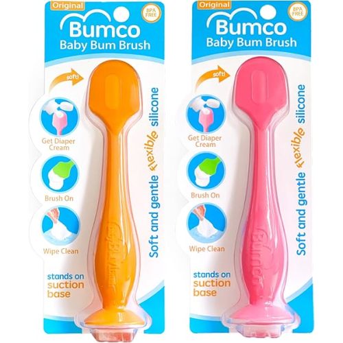 Bumco Diaper Cream Spatula (2-Pack) - BPA-Free Diaper Bag Essentials, Soft & Flexible Butt Spatula Baby, Mom-Invented Butt Paste Spatula, Diaper Cream Applicator, Bumco Baby Bum Brush, Diaper Spatula