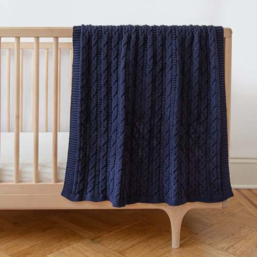 Navy Mini Braids Baby Blanket
