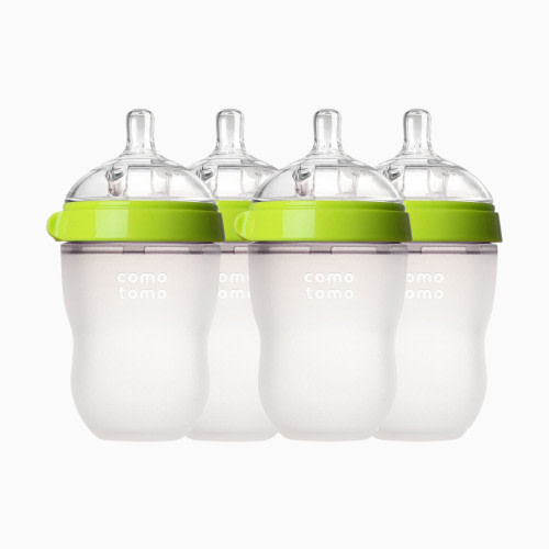 Comotomo Natural Feel Silicone Baby Bottles - Green, 8 Oz, 4
