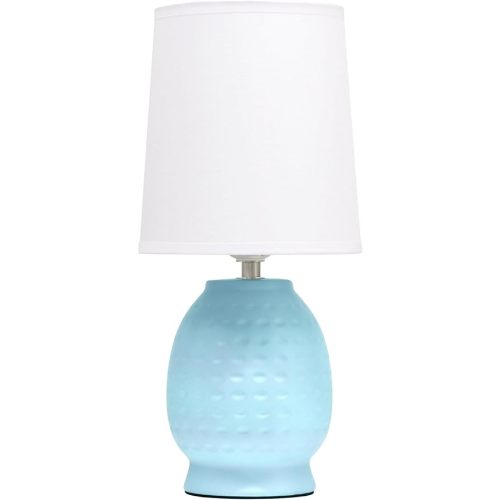 Simple Designs LT1161-BBY 12.5" Chic Glow Petite Dimpled Ceramic Table Lamp, for Bedroom, Office, Living Room, Baby Blue