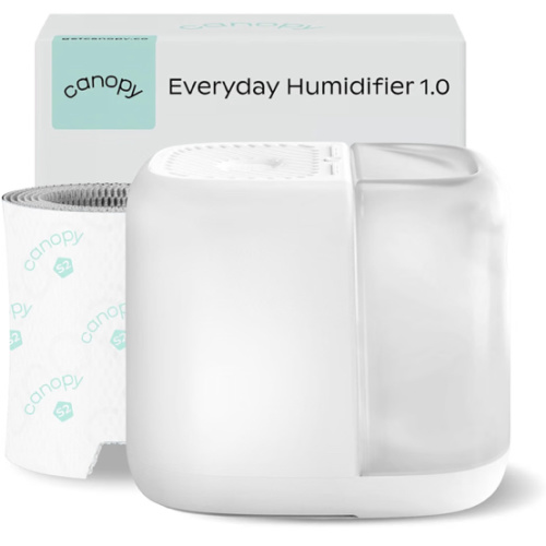 Amazon.com: Canopy Bedside Evaporative Humidifier - 36 HR Run Time, 2.5L Capacity - No Mist - Help Alleviate Symptoms of Allergies, Flu, Cold, Dry Skin Includes Humidifier, Unwind Aroma, Filter - White