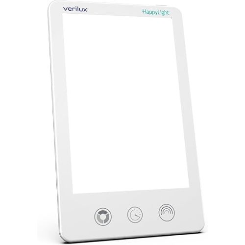 Verilux HappyLight Luxe - Light Therapy Lamp with 10,000 Lux, UV-Free, LED Bright White Light with Adjustable Brightness, Color, Countdown Timer, & Stand - Boost Mood, Sleep, Focus (White)