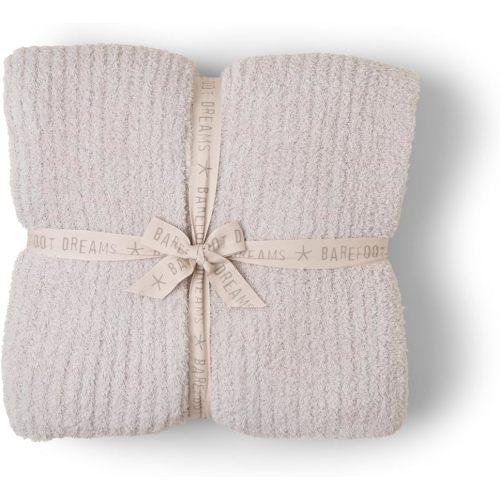 Barefoot Dreams® CozyChic® Ribbed Bed Blanket, Ultra Soft Plush Microfiber Blanket for Bed, Warm & Lightweight Cozy Bedding Layer, Textured Knit, Full/Queen Size, Stone