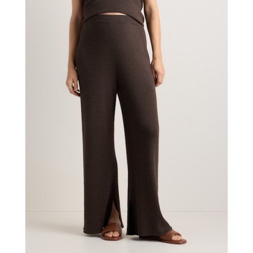 Cotton Cashmere Maternity Wide Leg Pants - Maternity in Mocha Heather