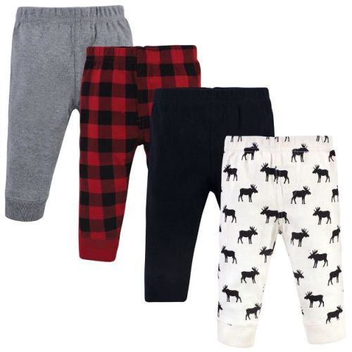 Hudson Baby Infant and Toddler Boy Cotton Pants 4pk, Moose, 9-12 Months