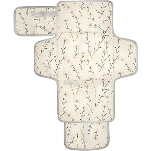 Reusable Diaper Changing Pads with Tissue Pocket Changing pad for Changing Table for Girl & Boy William Morris Style Daisy Almond