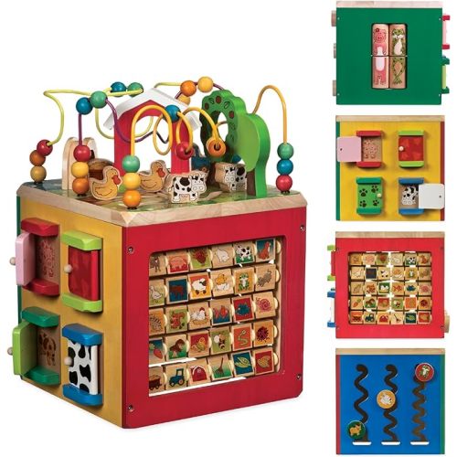 Battat – Wooden Activity Cube – Discover Farm Animals Activity Center for Kids 1 year +, Standard