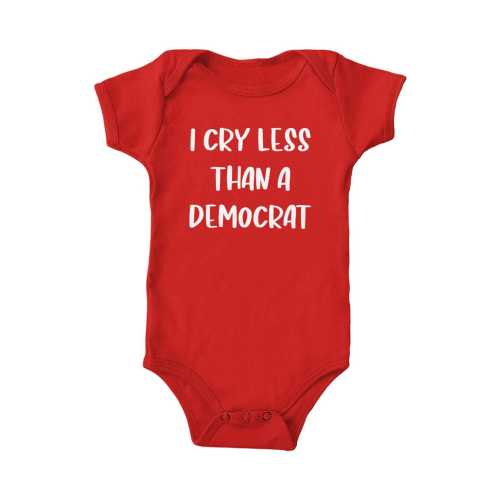 I Cry More Less Than Democrats - Kids Short Sleeve Bodysuit - MAGA Republican Vote 2024 Election Presidential Debate Baby Whine Snowflake