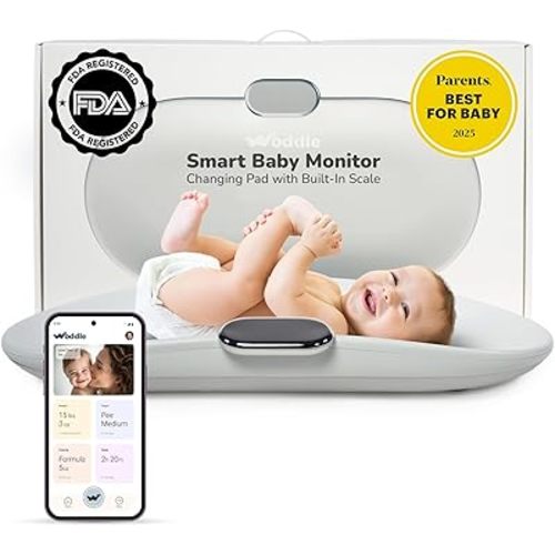 Woddle Multifunctional Smart Baby Changing Pad with Precision Scale for Critical Weight Monitoring + AI App, Noise Machine, Warmer, Night Light, Touchscreen Tracker, All-in-One