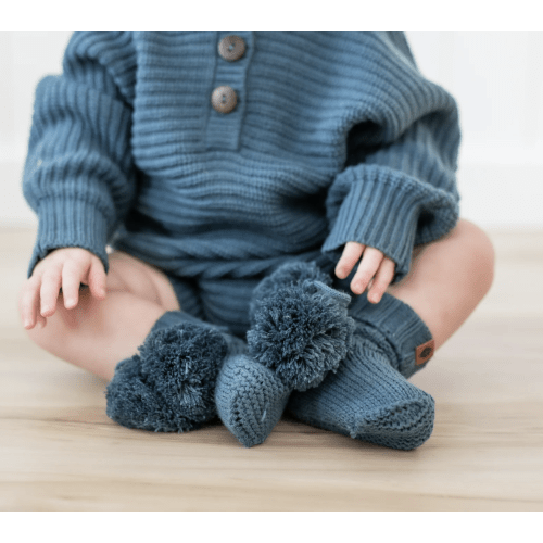 Knit Booties in Atlantic