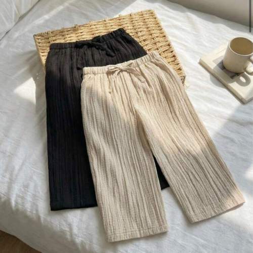 Cozy Pixies 2pcs Baby Girl/Boy Crinkle Texture Loose Wide Leg Pants, Straight Leg Trousers, Versatile Casual Pants, Multiple Pieces, Vacation Style | SHEIN USA